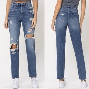 Vervet | SUPER HIGH RISE HIDDEN BUTTON FLY STRAIGHT JEANS